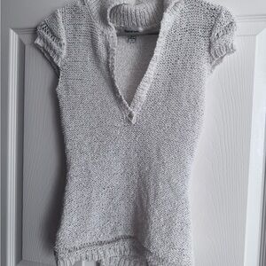 Bebe Cream Knit Cap Sleeve Top
